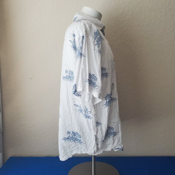 Vineyard Vines XL White 100% Linen Short Sleeve Button Down - Picture 4 of 8